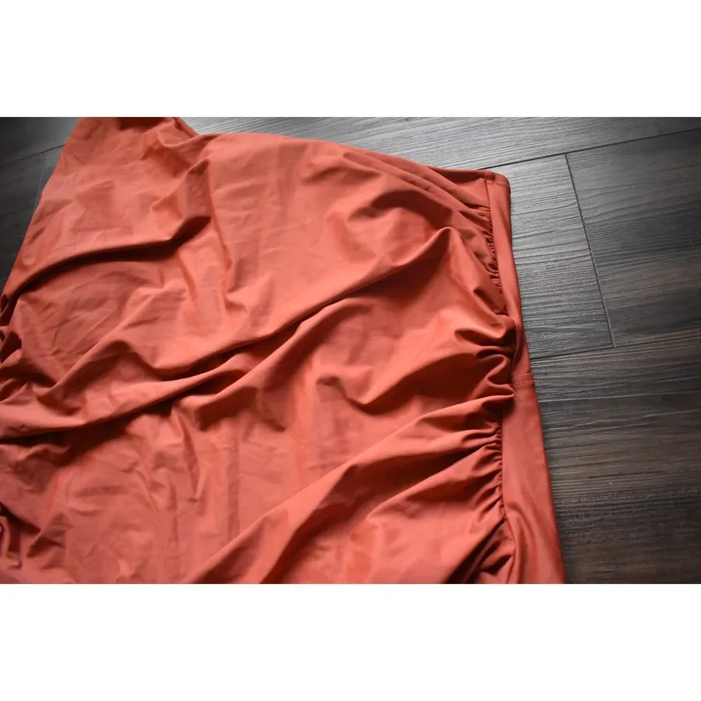 J. Crew One Shoulder One Piece Swimsuit Burnt Orange Summer Beach Plus Size 24